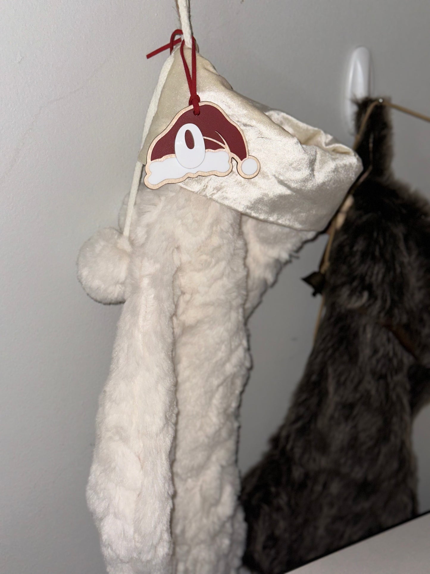 Santa hat initial tag