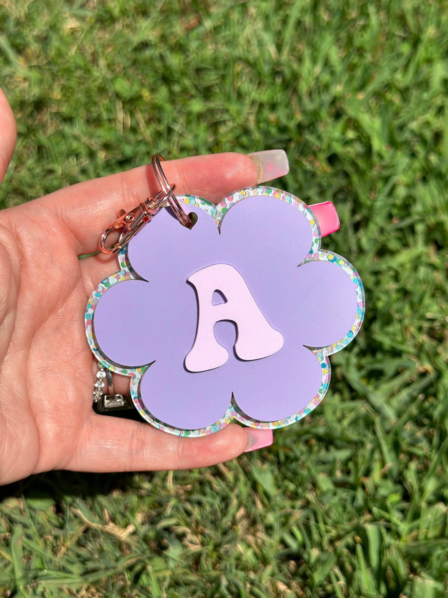 Groovy flower bag tag