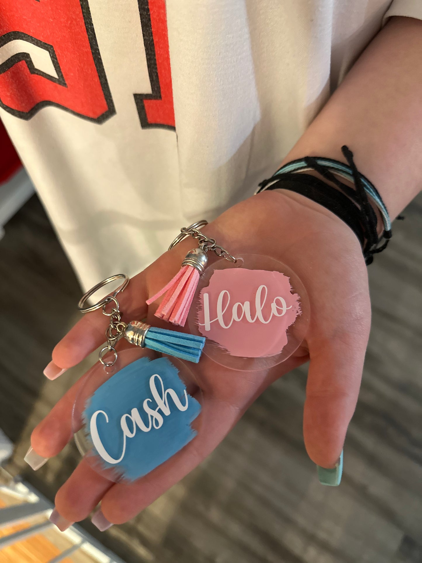 Personalized round acrylic keychains