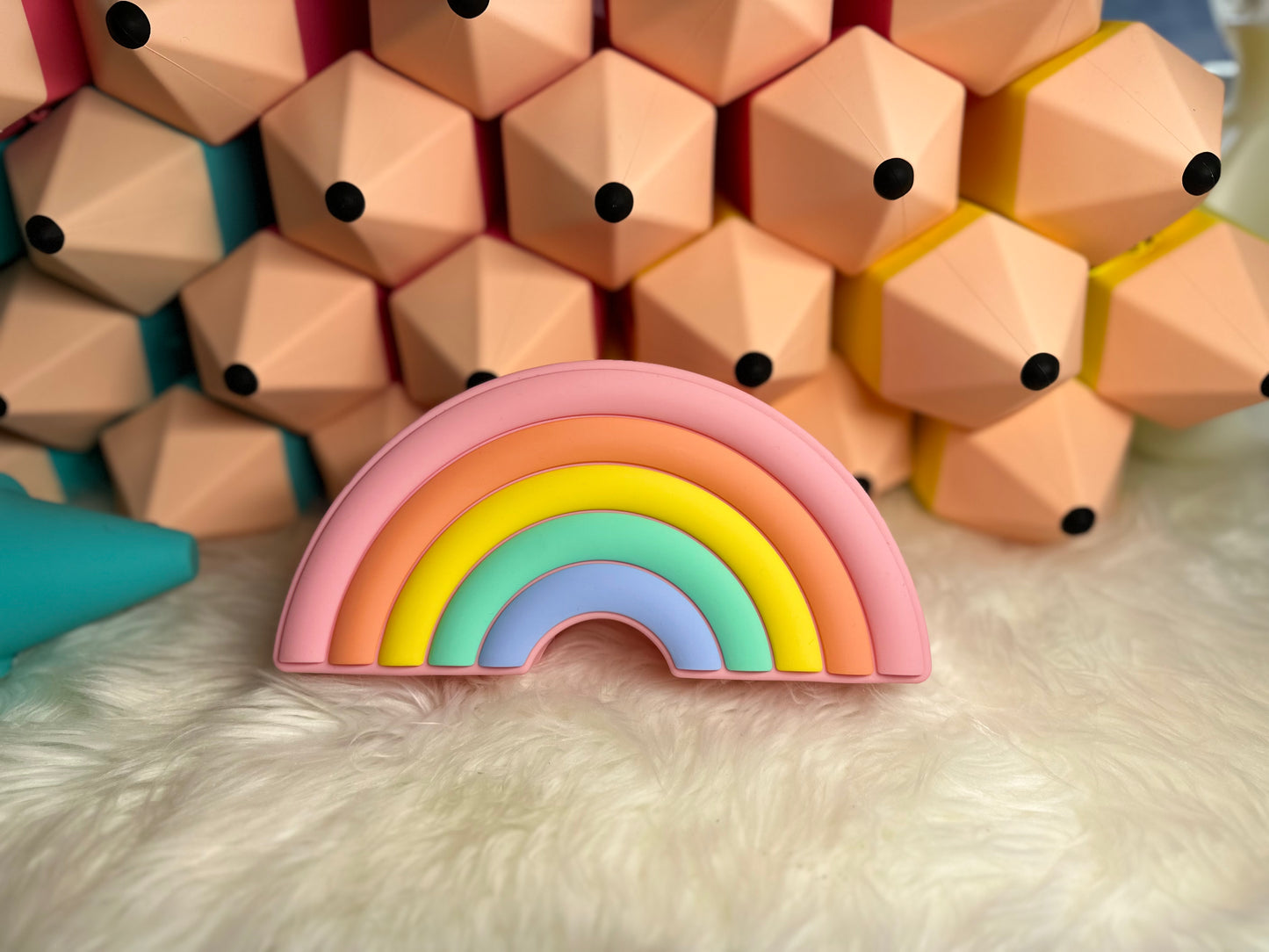 Silicone rainbow pencil pouch