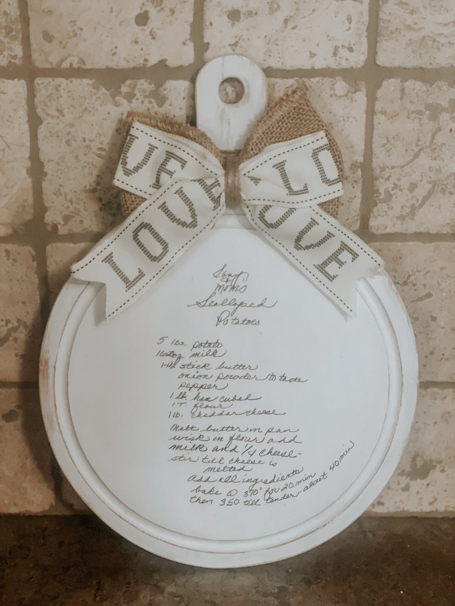 Family recipe cutting board keepsake