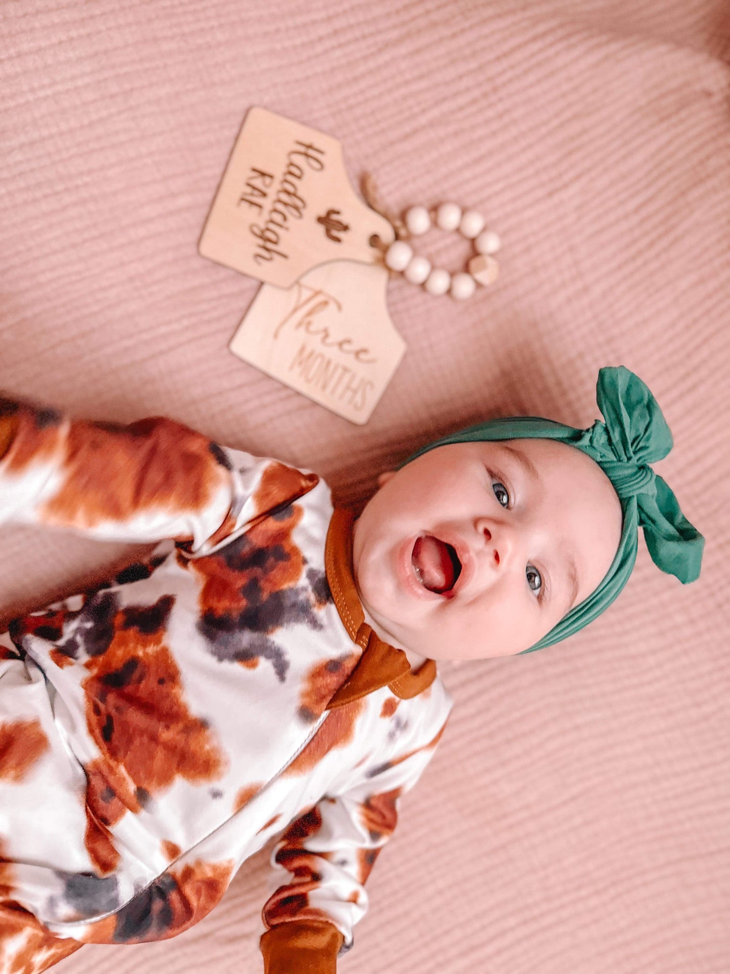 Cow tag baby’s firsts set