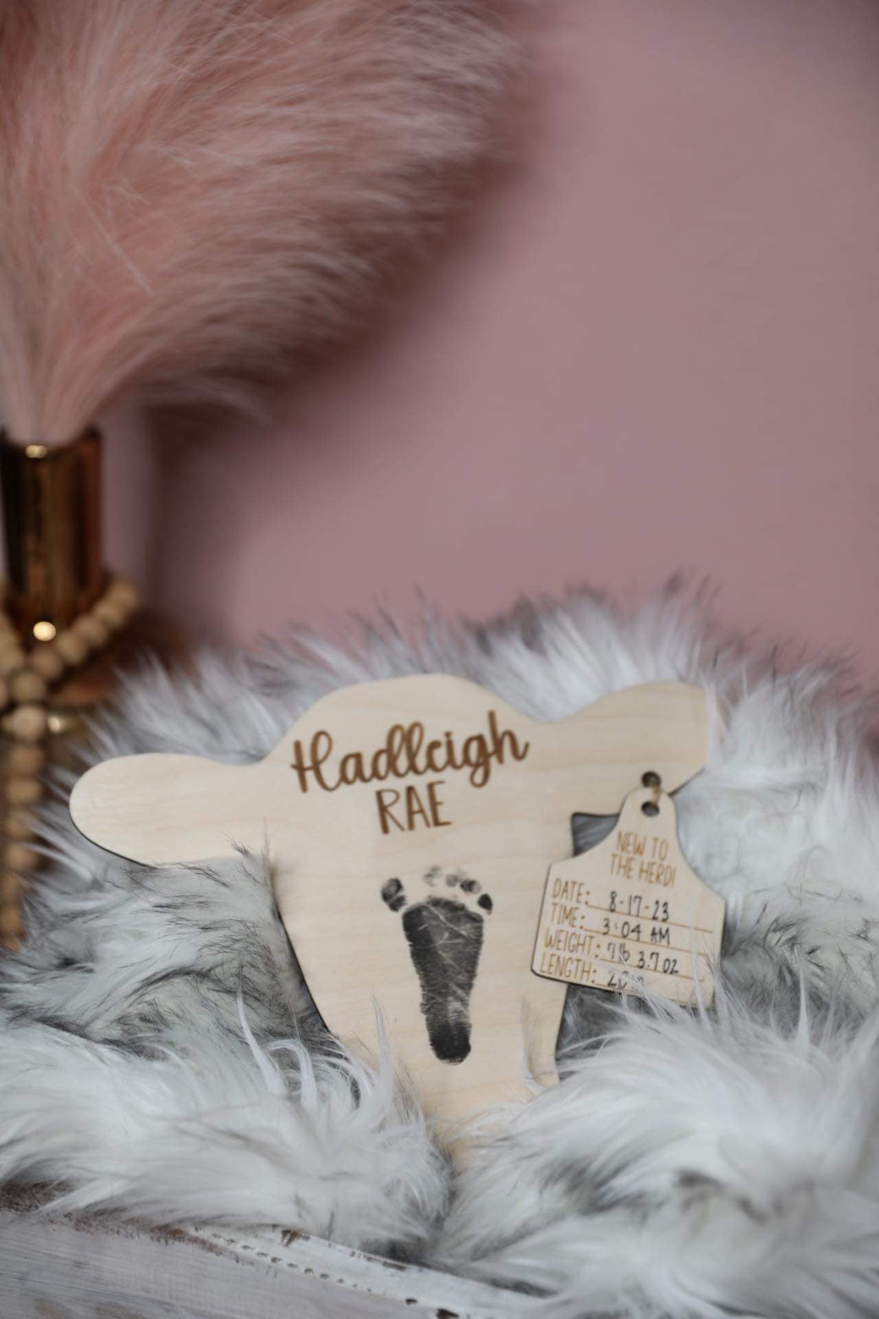 Calf footprint hospital plate with stats