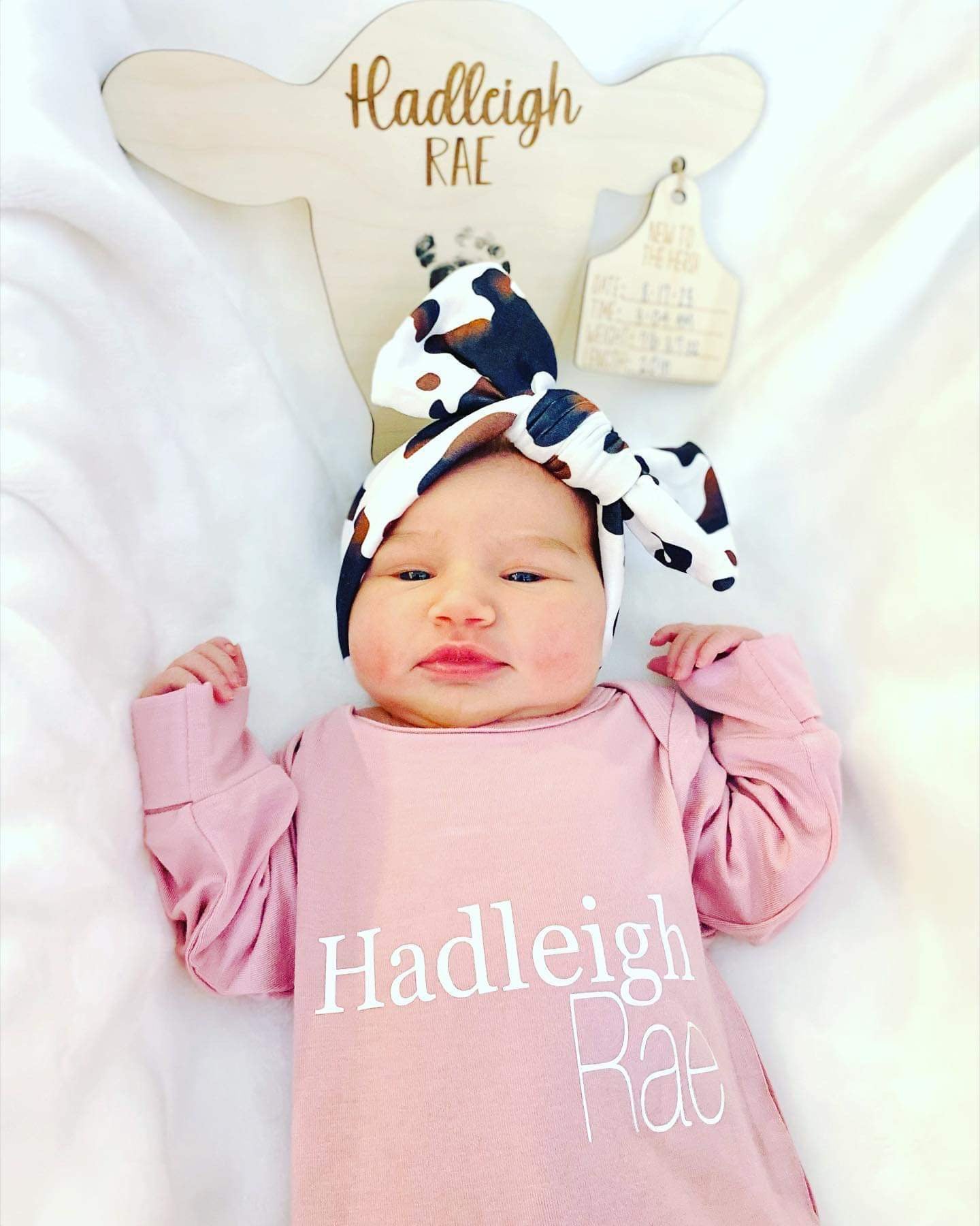 Cow tag baby’s firsts set
