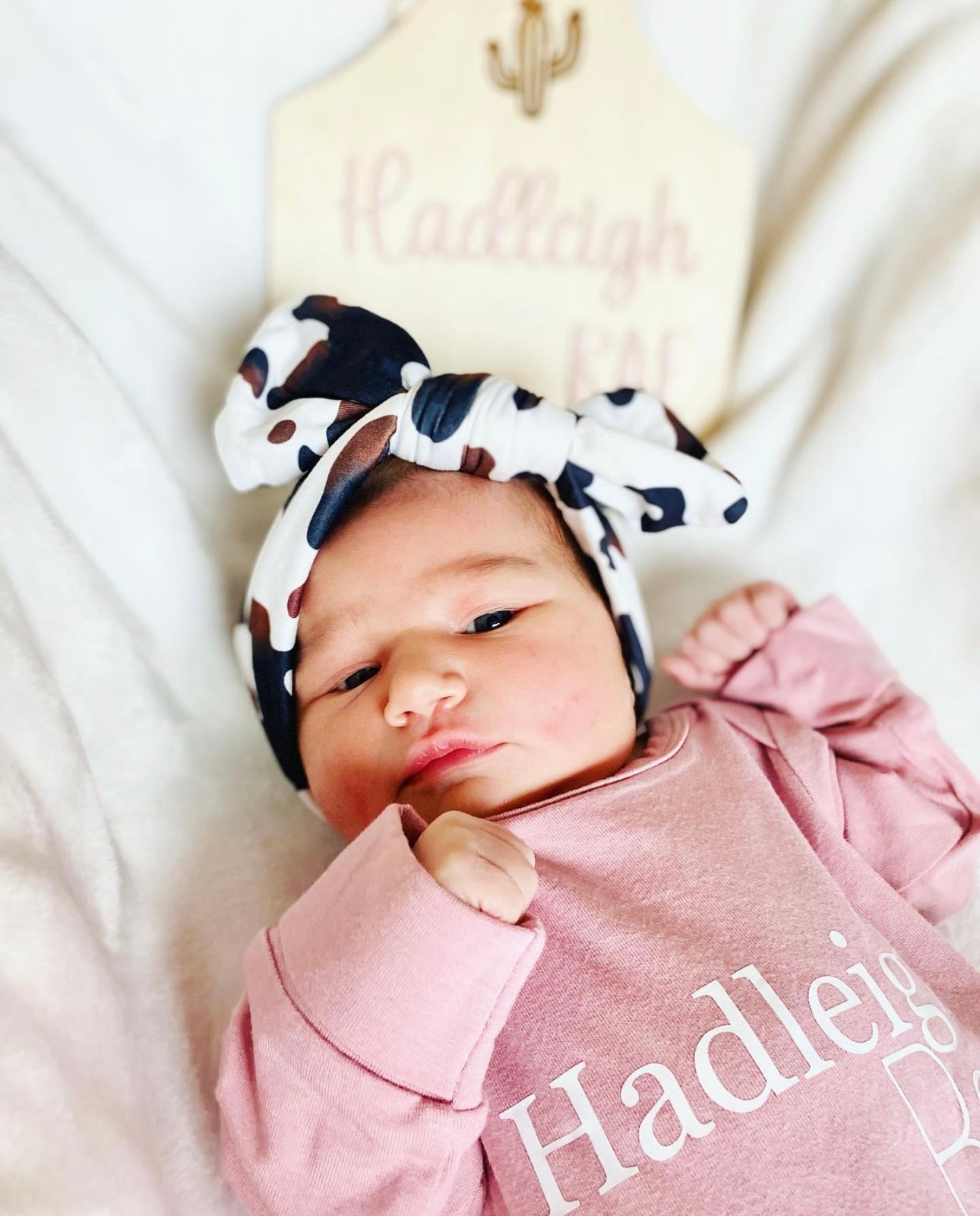 Cow tag baby’s firsts set