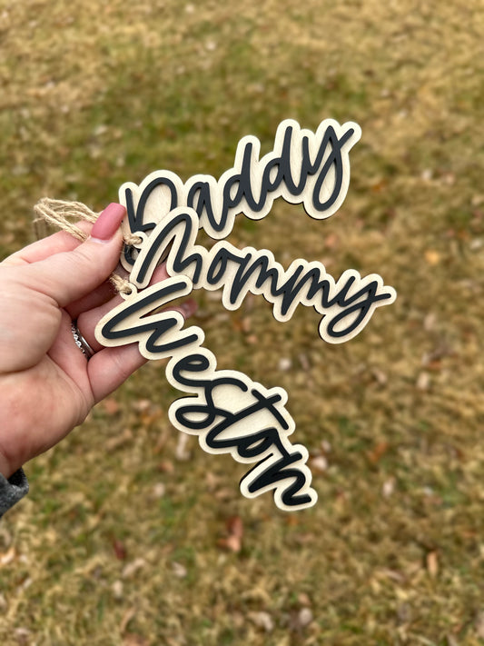 Simple name stocking tag