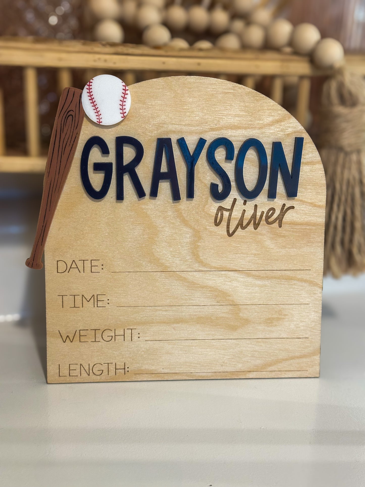 Baseball newborn stats sign