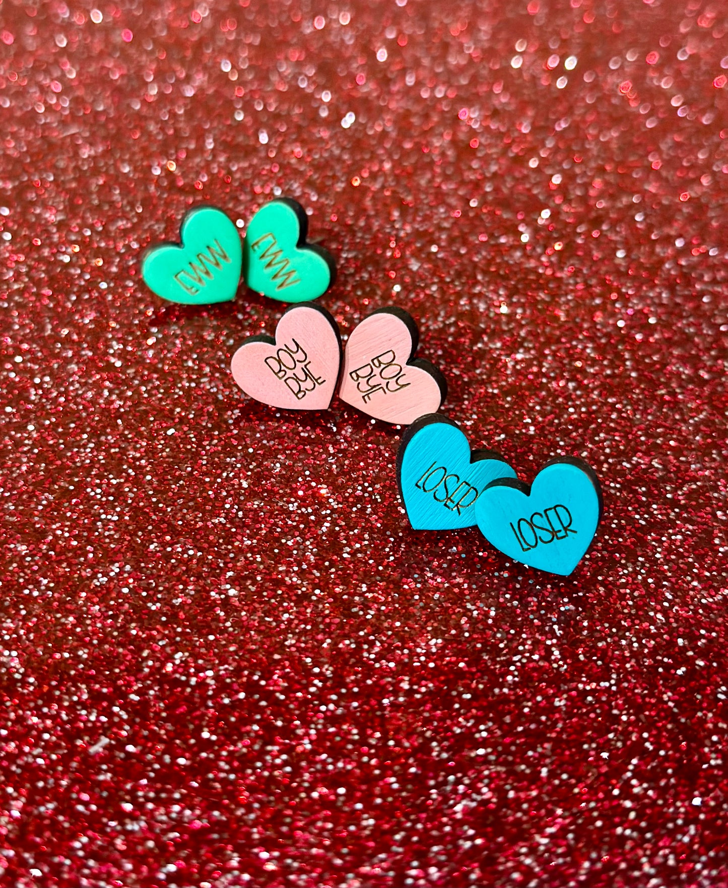 Candy heart stud earrings