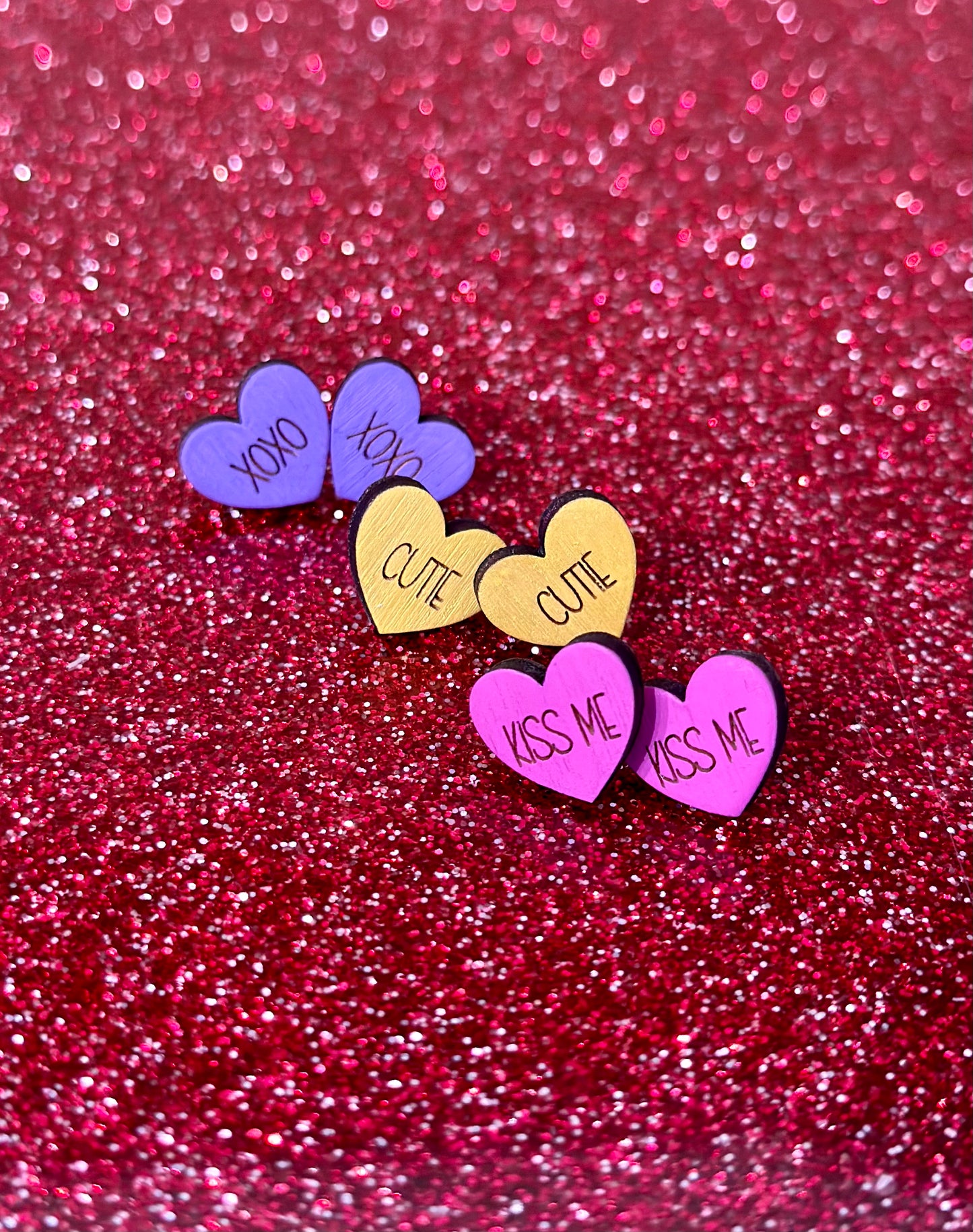 Candy heart stud earrings