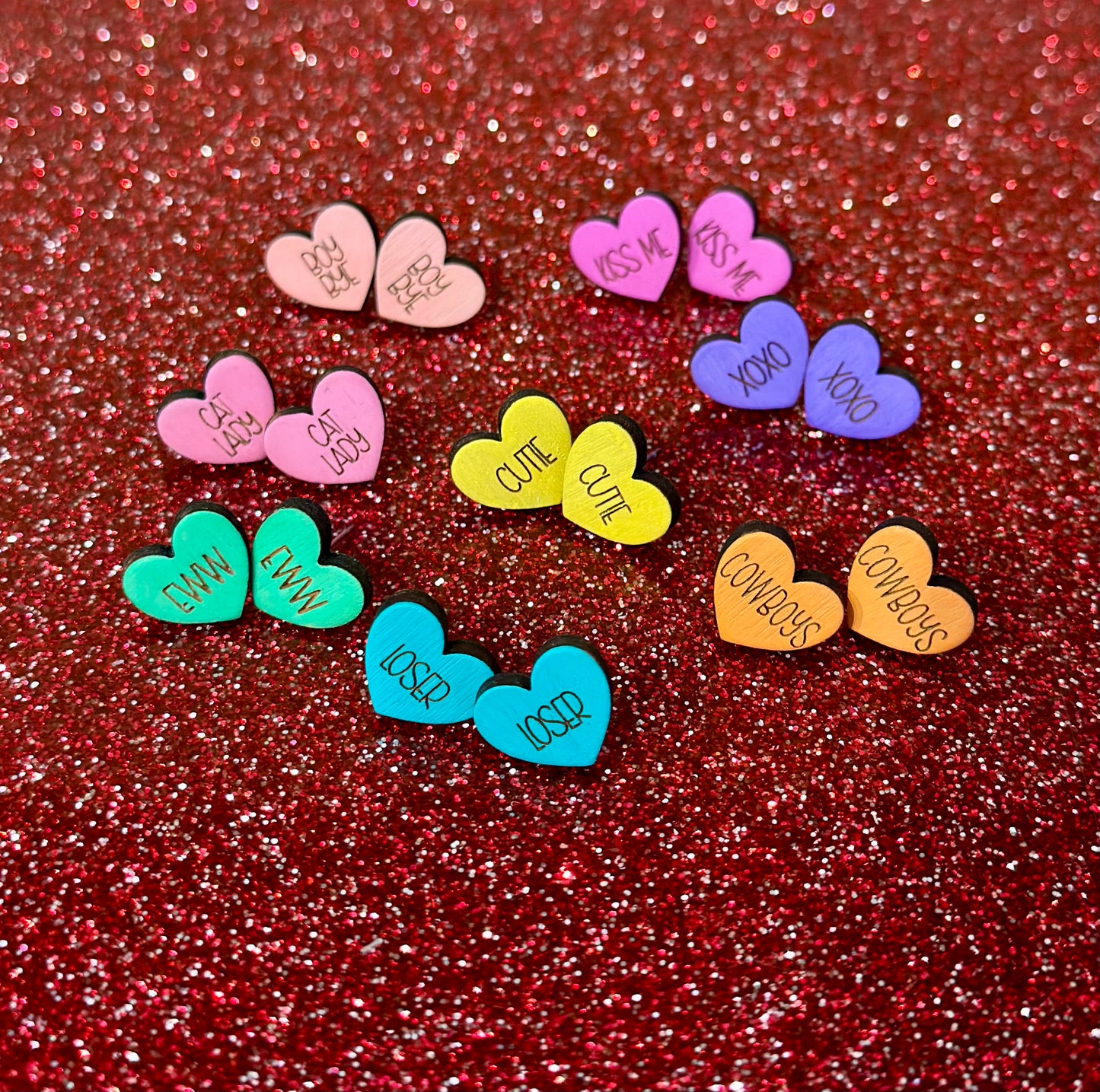 Candy heart stud earrings