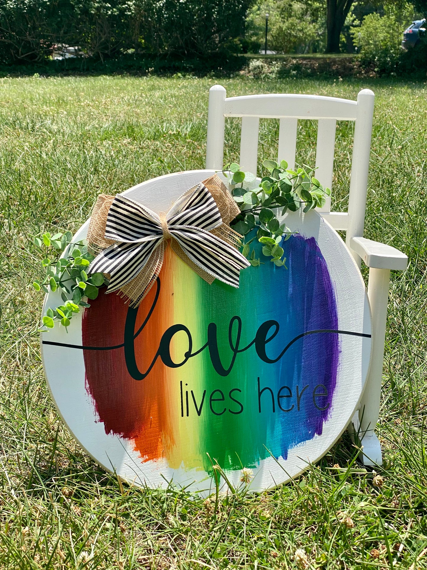 Love lives here door hanger