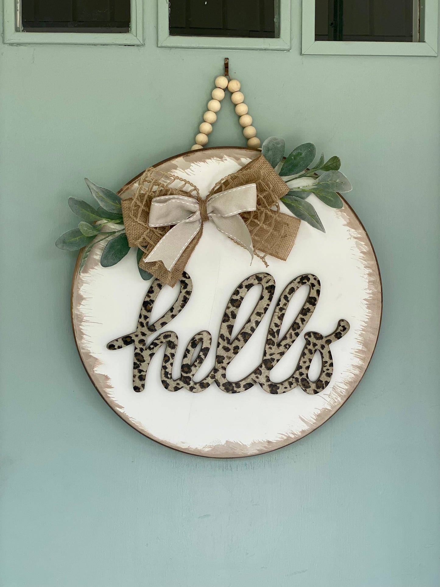 Leopard hello door hanger